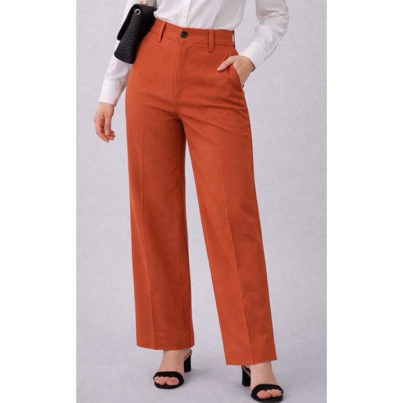 Marni Pants - MARNI • Rust/Burnt Orange High-Waisted Wide-Leg Trouser Pants, IT 36